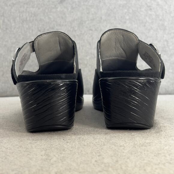 Alegria Selina -Leather Slip On Wedge Platform Clog- Black -Women 41 -NEW - Picture 4 of 11